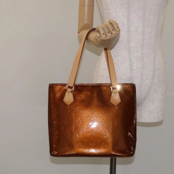 LOUIS VUITTON Monogram Vernis Houston Hand Bag Bronze M91122 LV Auth BA3582 - Picture 14 of 16
